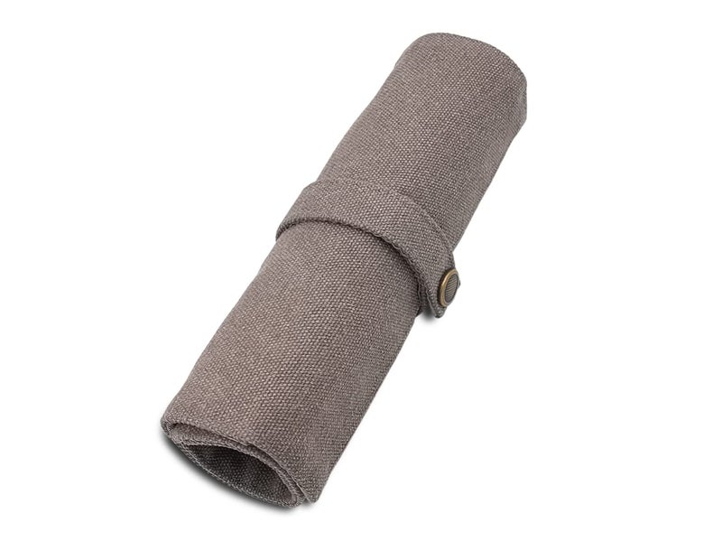 Funny live Pure Color Pen Pencil Wrap Pencils Roll Holder,Simple Retro Style Pen Pouch Bag Coloring Pencils Organizer Holder Colored Pen Paint Brush Storage Pouch (Grey) - Image 1